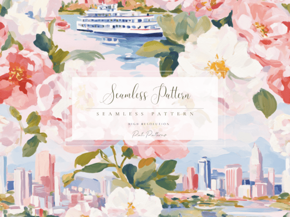 Bringing Alaska Bears Floral Seamless Pattern with Cruise and Cityscape to Life in Your Projects