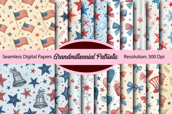 Elevating Design with Grandmillennial Patriotic Digital Paper