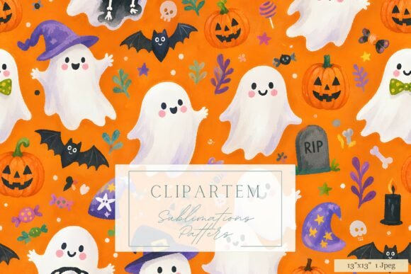 Embracing the Sweet Side of Spooky with a Cute Kawaii Halloween Watercolor Pattern