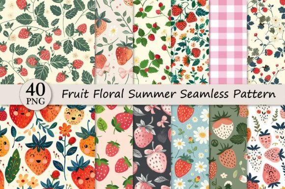Fruit Floral Summer Seamless Pattern Collection