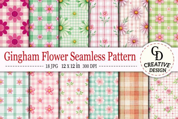 Gingham Flower Seamless Pattern Guide