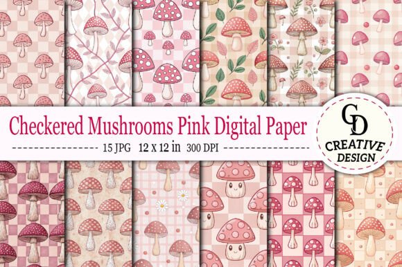 Integrating Checkered Mushrooms Pink Digital Paper into Your Creative Workflow