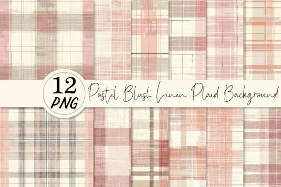 Pastel Blush Linen Plaid Background Designs