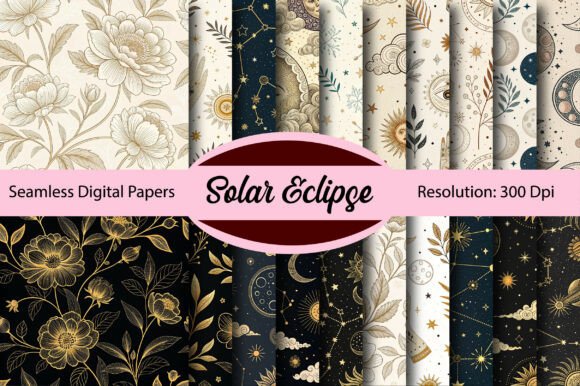Solar Eclipse Seamless Digital Paper for Creators