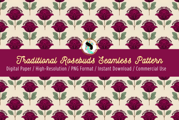 Traditional Rosebud Seamless Pattern PNG Guide