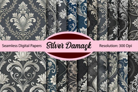 Unlocking Design Potential with Silver Damask Seamless Digital Paper