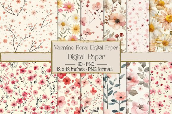 Valentine Floral Seamless Digital Paper for Crafters
